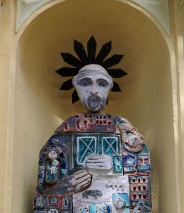 Saint Dominic ceramic statue. Oratorio Sant'Adrea in Monterosso, Five Lands