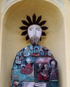 Saint Andrew ceramic statue. Oratorio Sant'Adrea in Monterosso, Five Lands