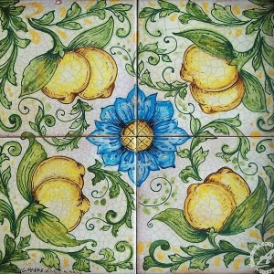 Sicilian tile panel with lemons by Ghenos