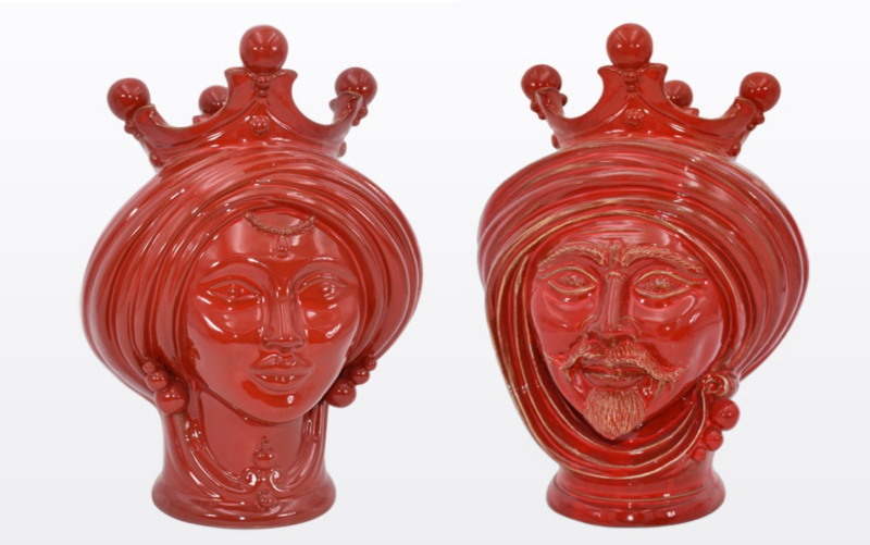 Red Sicilian Moorish Heads by Ceramiche Sofia