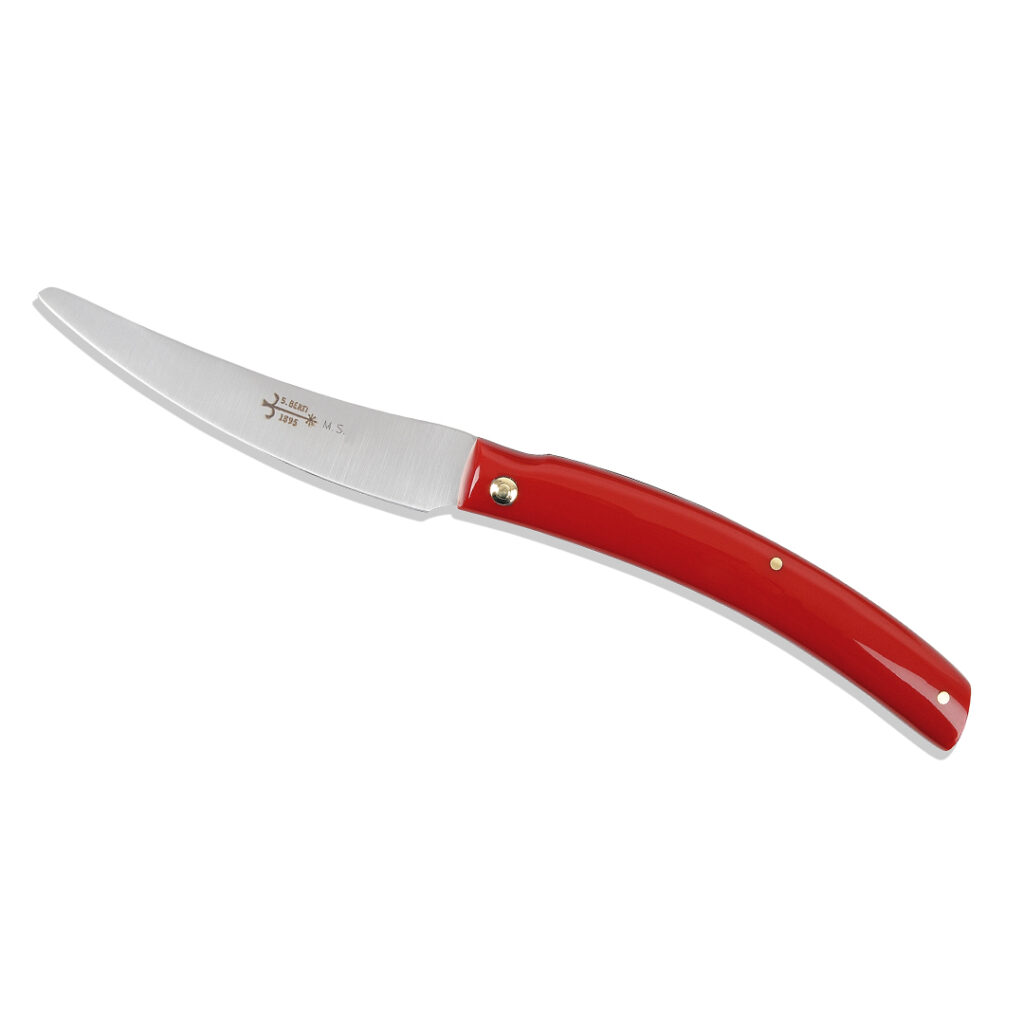 Convivio Italian Pocket Knife With Red Lucite Handle by Berti